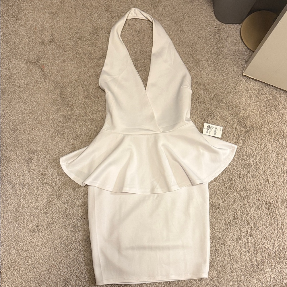 Charlotte Russe White Backless Peplum Dress